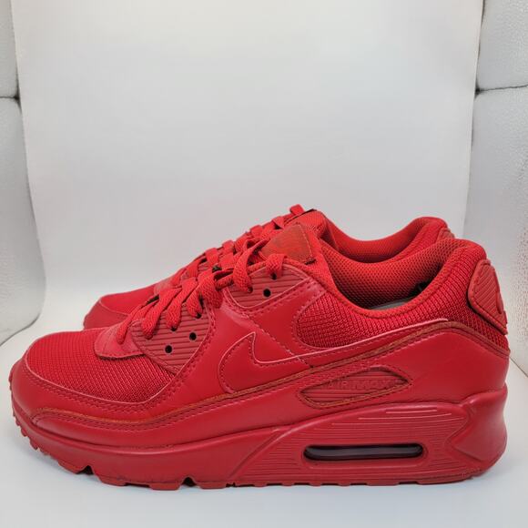 Nike Air Max 90 CZ7918 600 Triple Red Shoes Men’s Size 8 Retro Sneakers - Picture 1 of 10